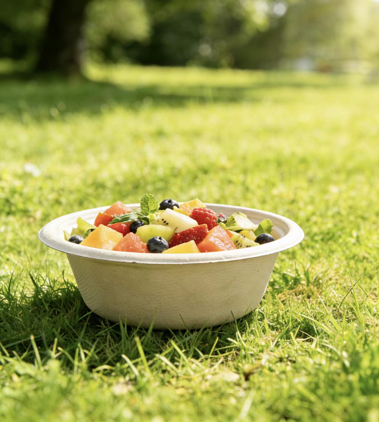 500ml compostable bowl with food, biodegradable bowl for picnic 
