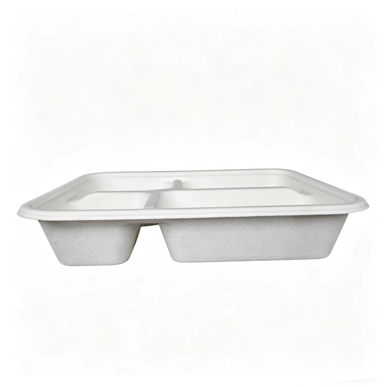  side view of 4 compartment biodegradable lunch box, disposable sugarcane bagasse food container 