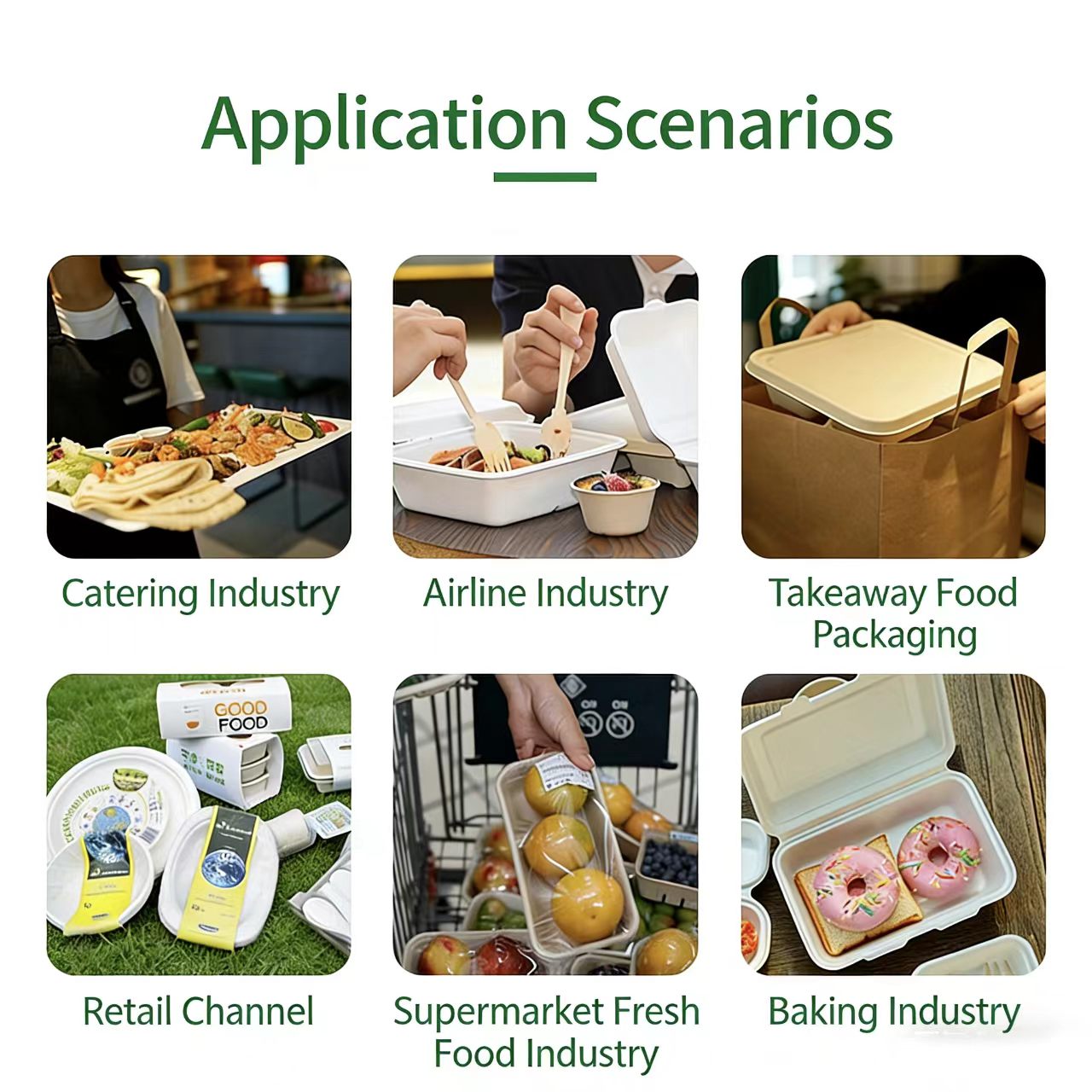 Custom Logo Compostable Tableware, BPI Certified Sugarcane Fiber Plates Bowls PLA Cutlery, Eco-Friendly Branded Tableware for Business Events