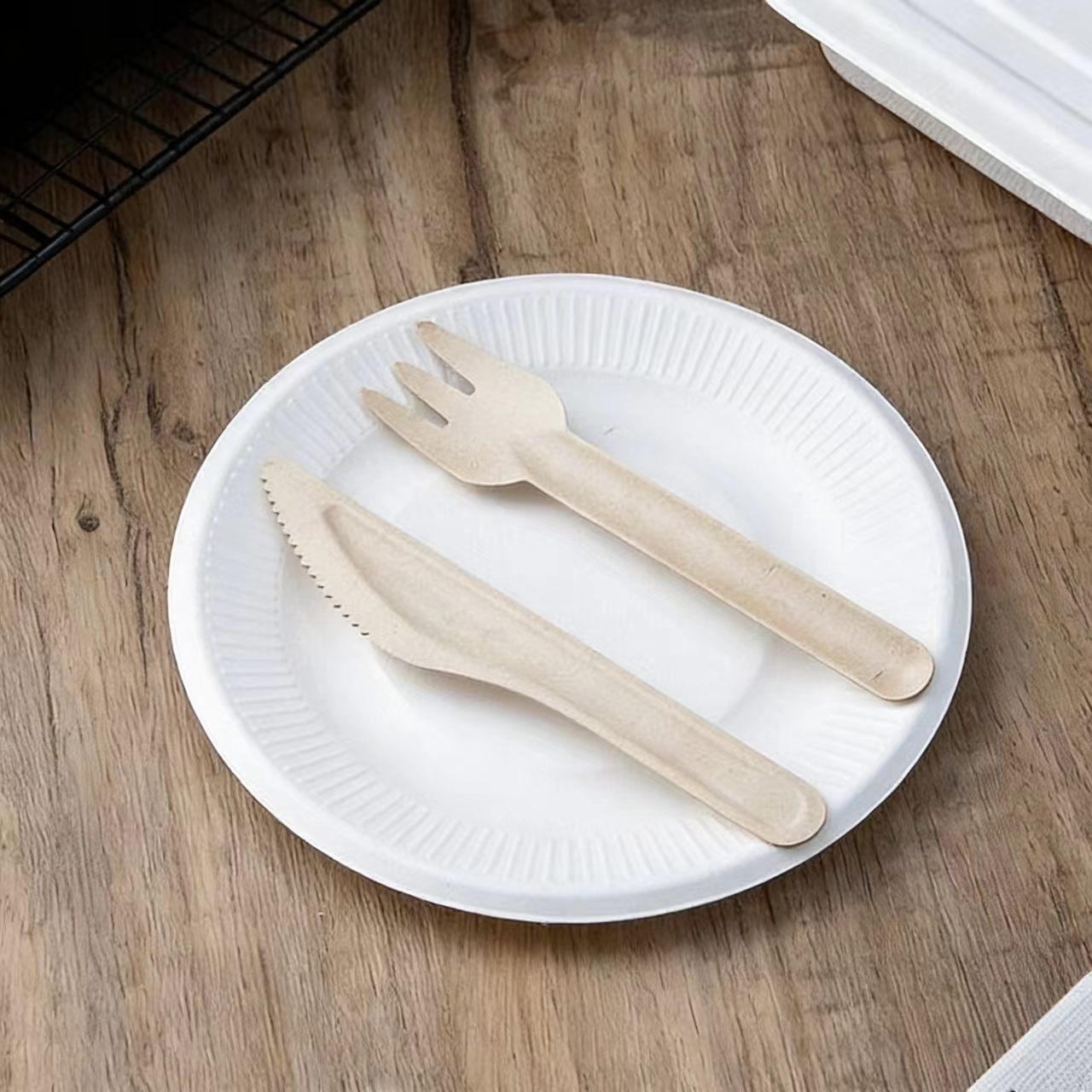 compostable disposable knife fork spoon, biodegradable utensils for party 
