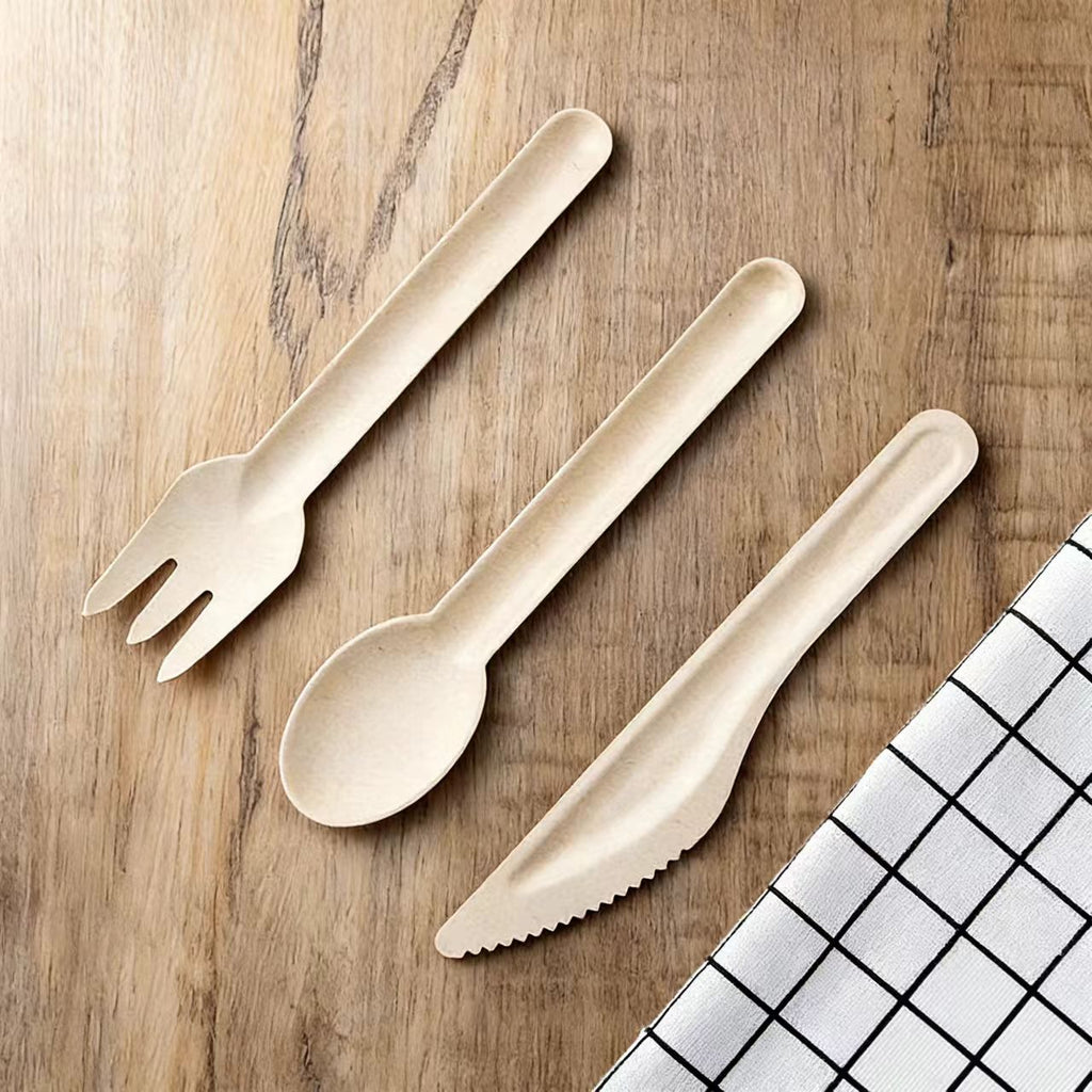  heavy duty compostable cutlery, eco-friendly disposable utensils for takeout