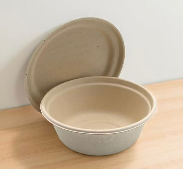 500ml compostable bowl with lid, leakproof disposable sugarcane bowl 
