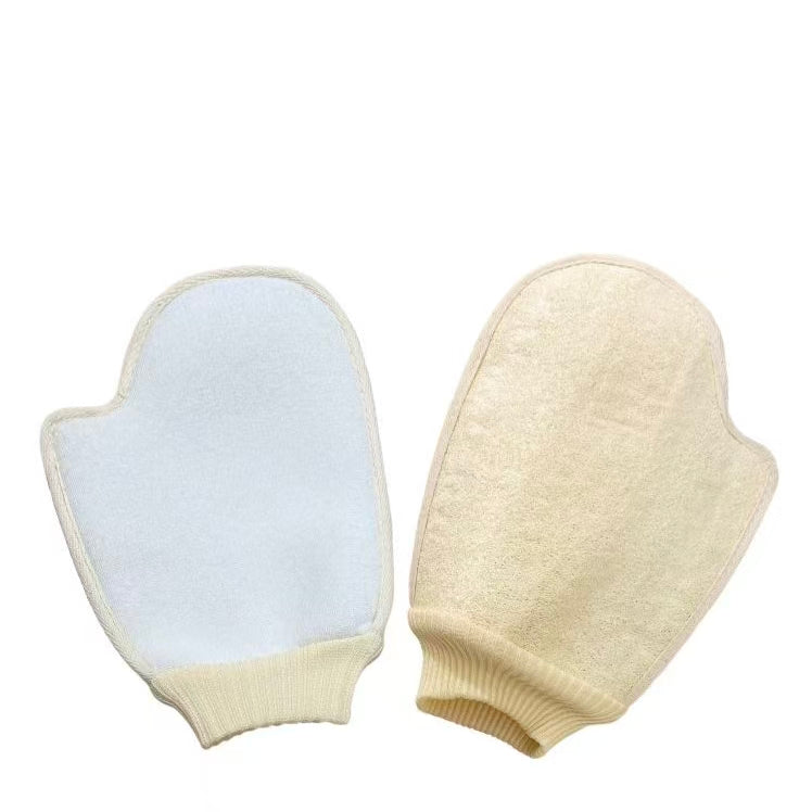 Natural Loofah Shower Mitt With Elastic Cuff, Reusable Eco Body Exfoliating Glove