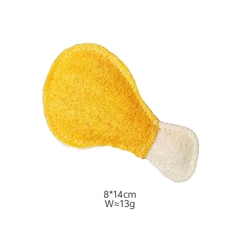 Chicken Drumstick Loofah Cat Toy, Natural Plant Fiber Pet Toy