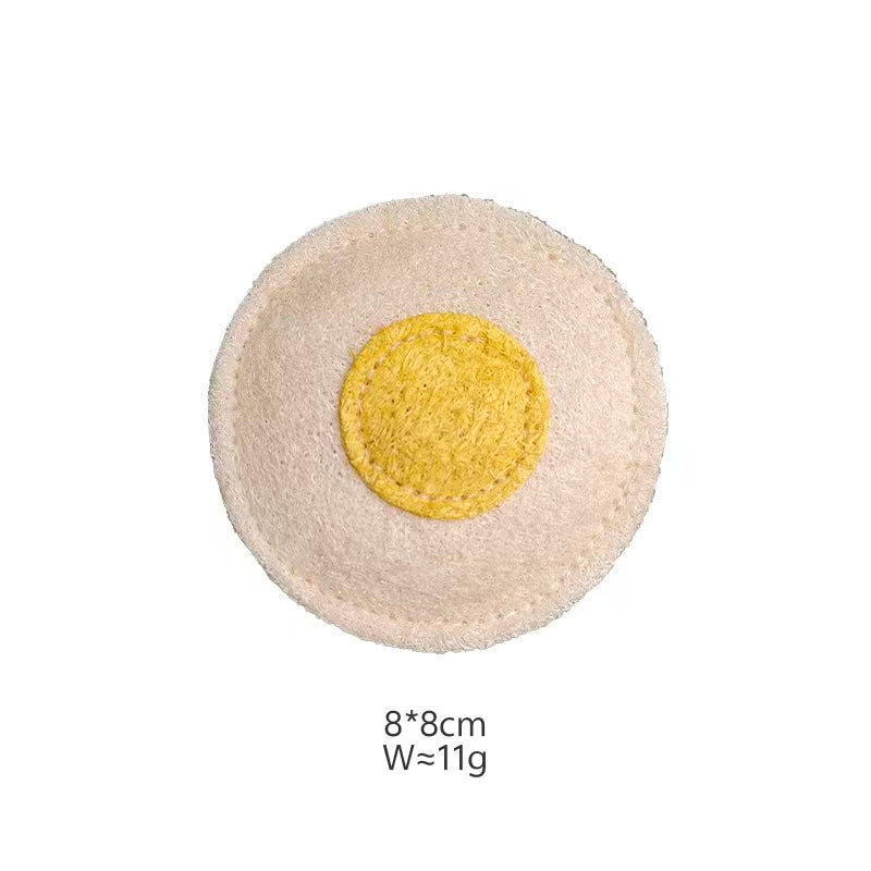 Fried Egg Natural Loofah Cat Chew Toy, Zero Waste Pet Toy