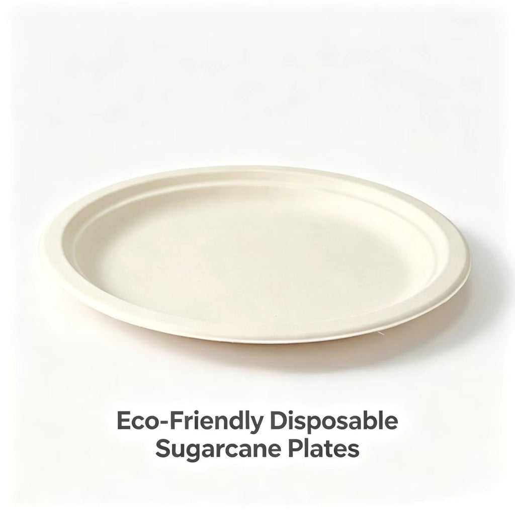 ⁠Stacked heavy-duty eco-friendly disposable plates demonstrating the rigid structural strength and depth.⁠