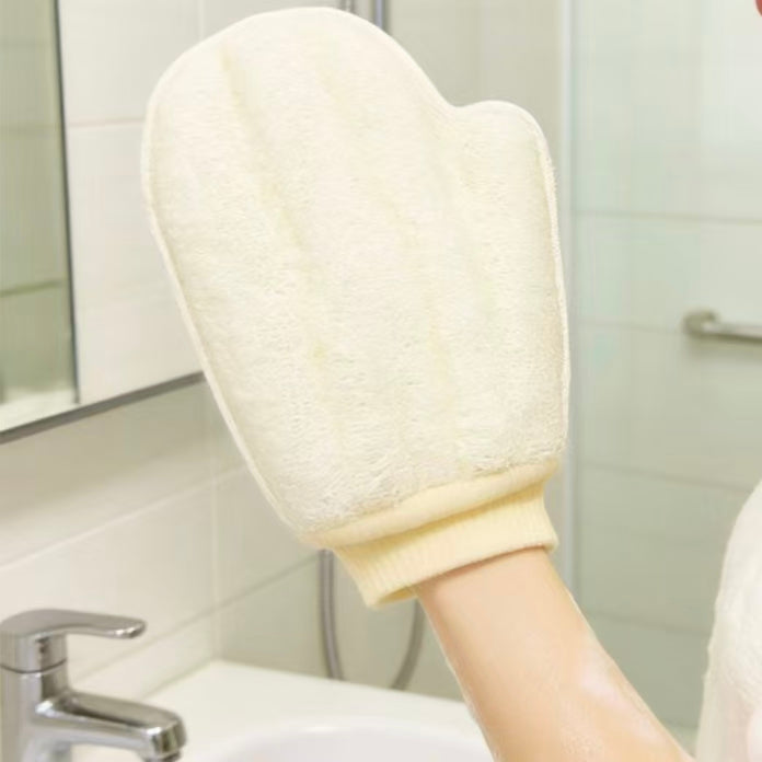 Natural Loofah Exfoliating Shower Glove Used in Bathroom, Eco Friendly Body Scrub Mitt
