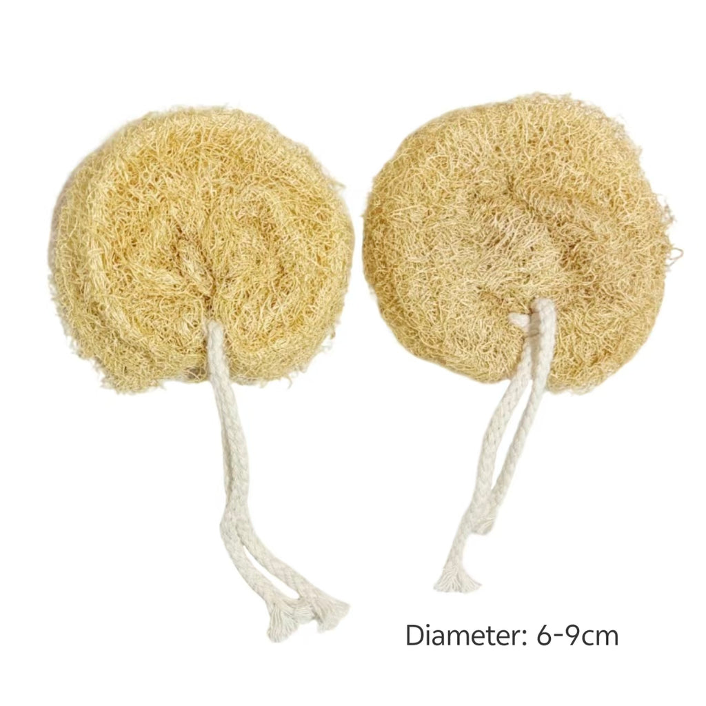 Size Guide Natural Loofah Exfoliating Disc Sponge, 6-9cm Diameter Sustainable Bath Accessory