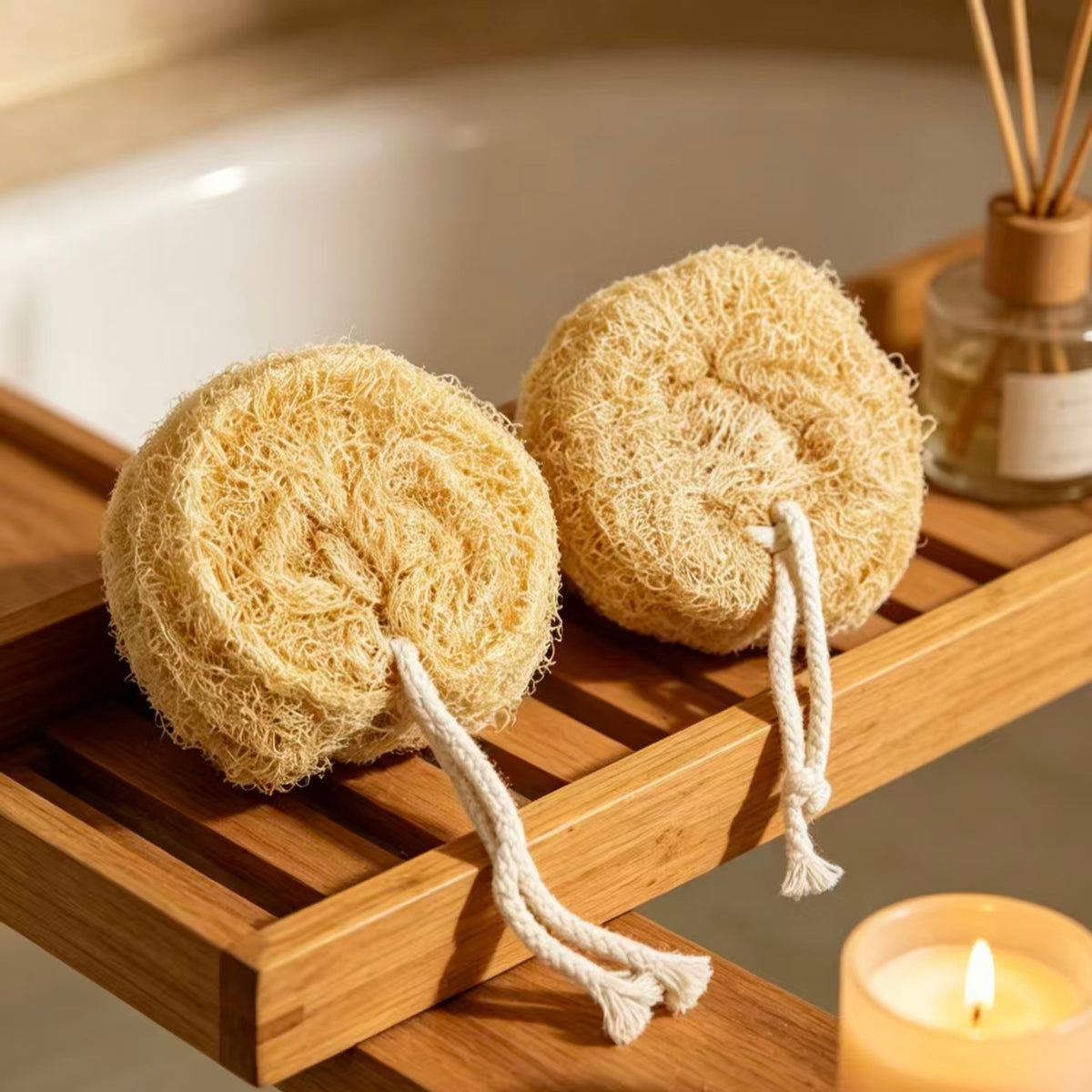 Eco Friendly Loofah Disc Sponge for Shower, Sustainable Bathroom Self Care Accessory