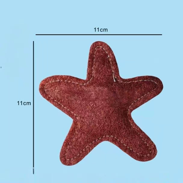 Star shaped loofah cat toy measurement, natural loofah kitten toy infused with catnip silver vine