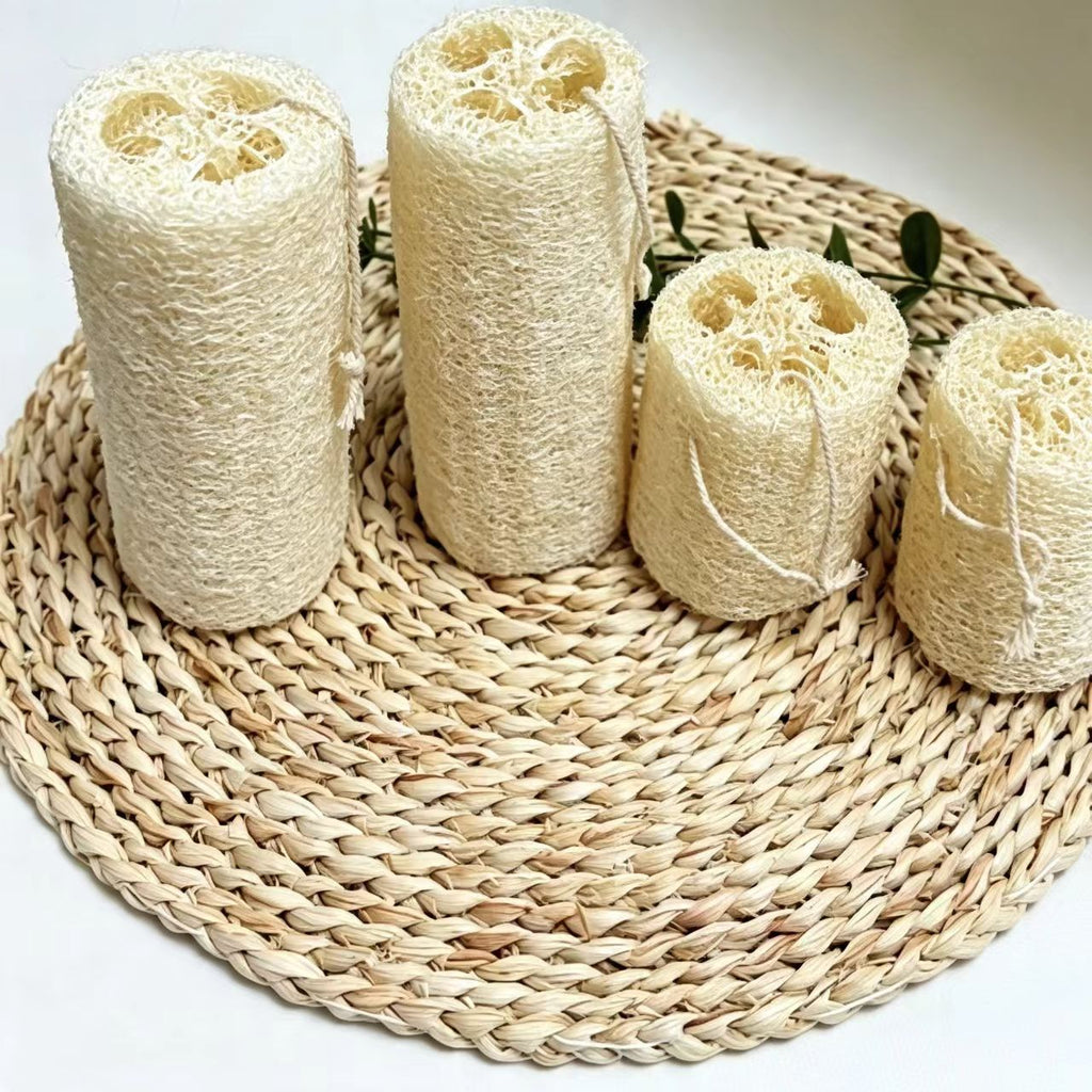 Multiple sizes natural loofah scrub segments, eco plant fiber kitchen cleaning sponges set
