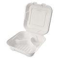 9 Inch 3 Compartment Compostable Clamshell Takeout Containers, 100% Sugarcane Bagasse Disposable Food Trays, Heavy Duty Biodegradable Meal Prep Boxes for Restaurants, Food Trucks & Catering