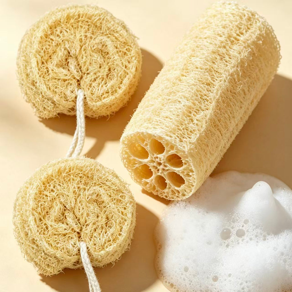 Round Loofah Disc Sponge & Long Loofah Cylinder, Variety of Natural Eco Bath Tools