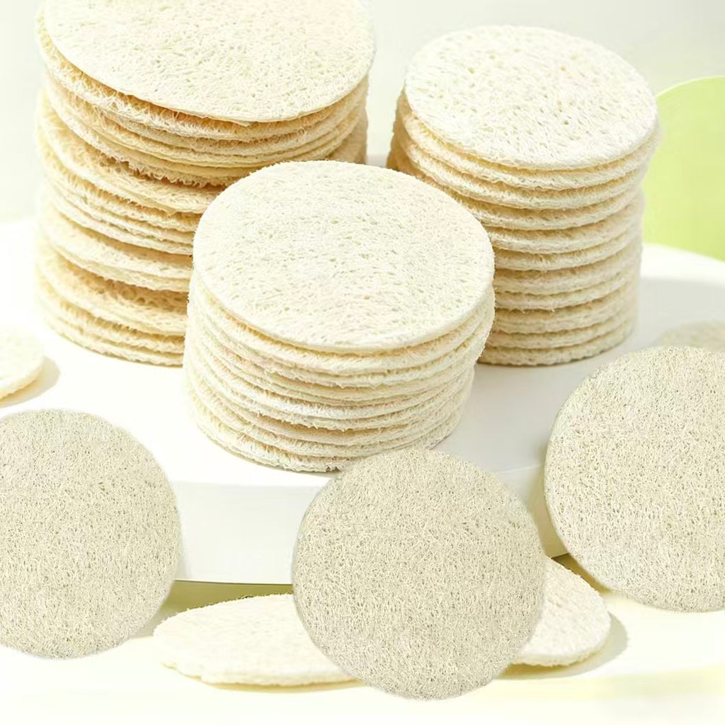 Stacked reusable loofah facial pads, natural plant fiber exfoliating pad for daily face care