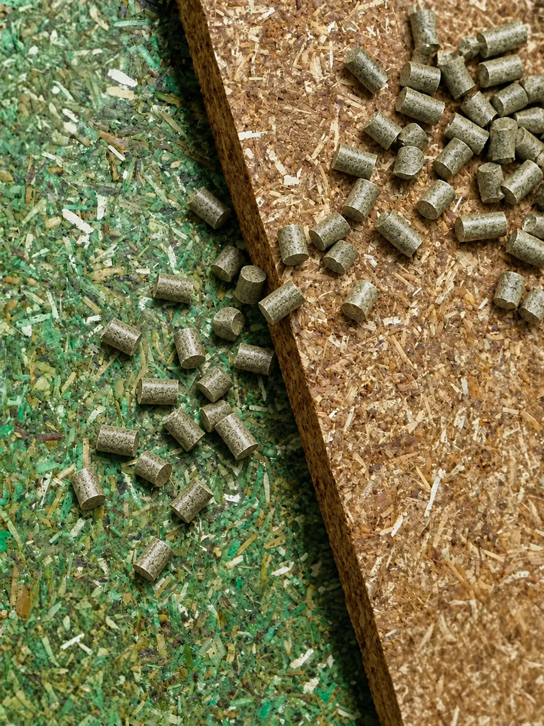 Tea-derived composite material samples and small pellets